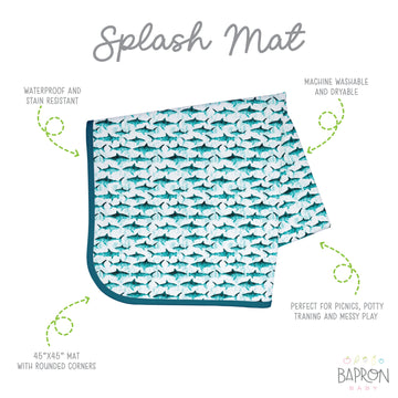 Bapronbaby Shark Attack Splash Mat - Waterproof Catch-All For Under High Chairs, Floors, Tables, Playtime Or Arts & Crafts - Mac