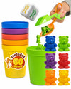 Skoolzy Counting Bears and Stacking Cups , 70 Pcs Color Sorting Toys for Toddlers 1-3 and Above, Math Learning Educational Toys,