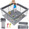 Weksi Foldable Baby Playpen With Mat, 50' X 50' Portable Play Pen For Toddlers With 2 Handlers, Easy Setup For Indoor/Outdoor