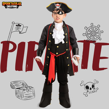 Spooktacular Creations Pirate Costume For Kids, Boy Captain Pirate Costume For Halloween Trick-Or-Treating, Pirate Themed Party,