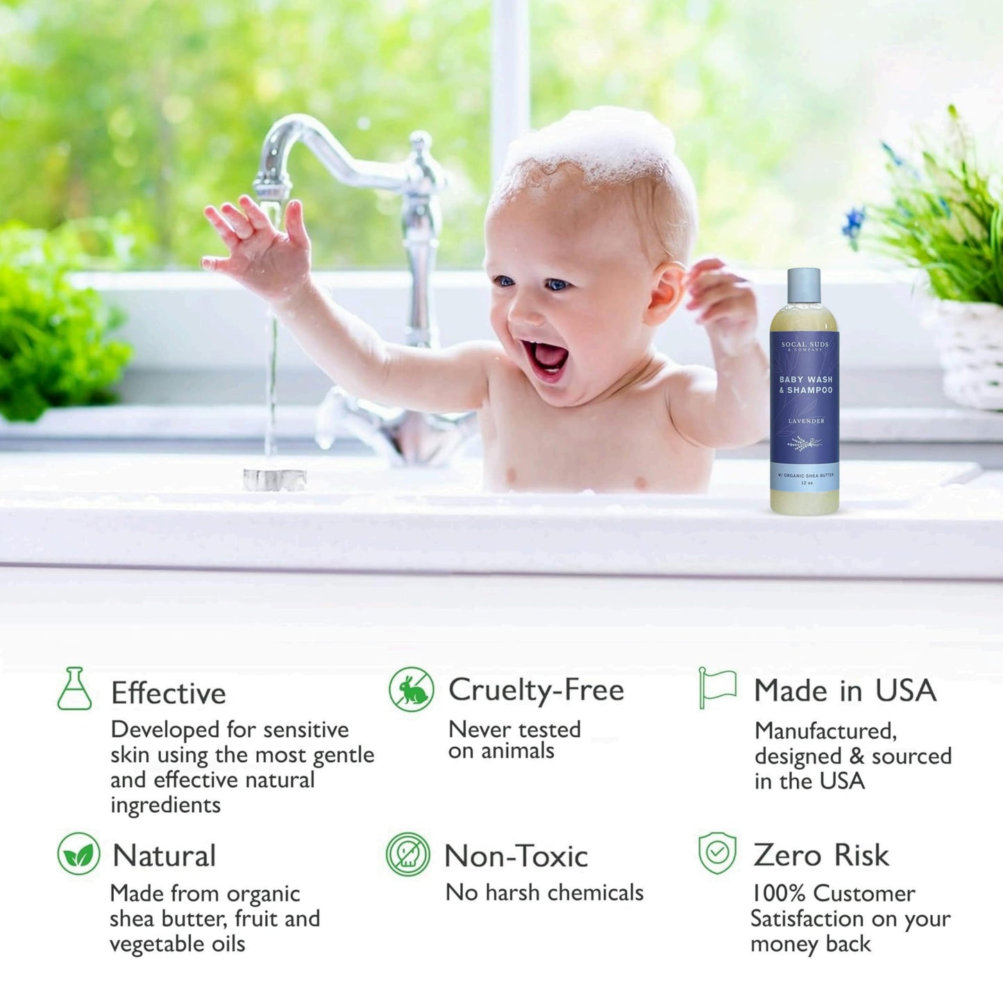 Socal Suds & Company Baby Body Wash & Shampoo With Shea Moisture For Sensitive Skin, Bath & Hair Products For Toddlers & Babies,