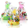 Teenyyou 3 Sets Easter Woven Baskets With Cellophane Gift Bags Bows 12 X 9 X 5 Inch Easter Gift Bags Empty Bunny Eggs Rope Baske