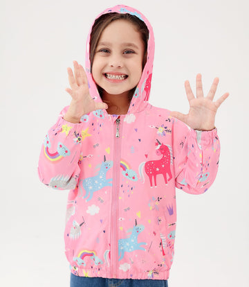 Feidoog Kids Baby Toddler Girls Cartoon Spring Fall Outerwear Windbreaker Zipper Hooded Jackets Coat,Rainbow,2-3T