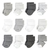 Hudson Baby Unisex Baby Cotton Rich Newborn And Terry Socks, Gray Stripe 12 Pack, 6-12 Months