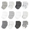 Hudson Baby Unisex Baby Cotton Rich Newborn And Terry Socks, Gray Stripe 12 Pack, 0-6 Months