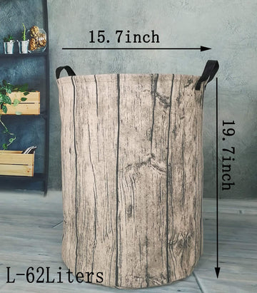 Kunro Large Sized Round Storage Basket Waterproof Coating Organizer Bin Laundry Hamper For Nursery Clothes Toys (Tree Stump)