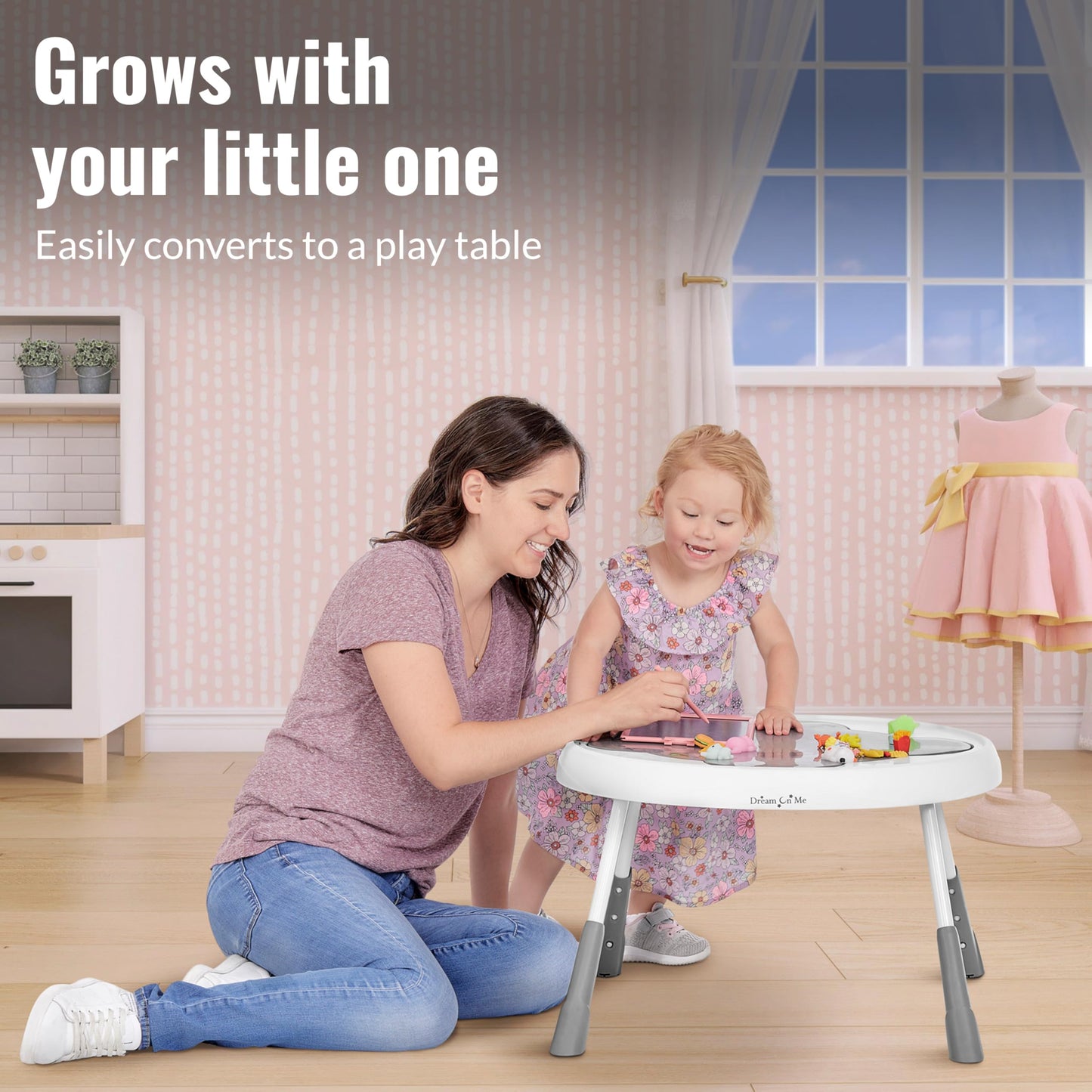 Dream On Me Curio Sit N Seek Baby Activity Center in Lime, 2 in 1 Activity Center and Play Table with 3 Detachable Toys and Musi