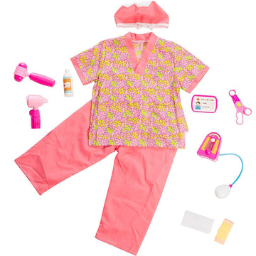 Nurse Costume For Kids And Toddler, Pretend Play Scrubs Dress Up Set With Accessories, Doctor Role Play Outfit For Boys And Girl
