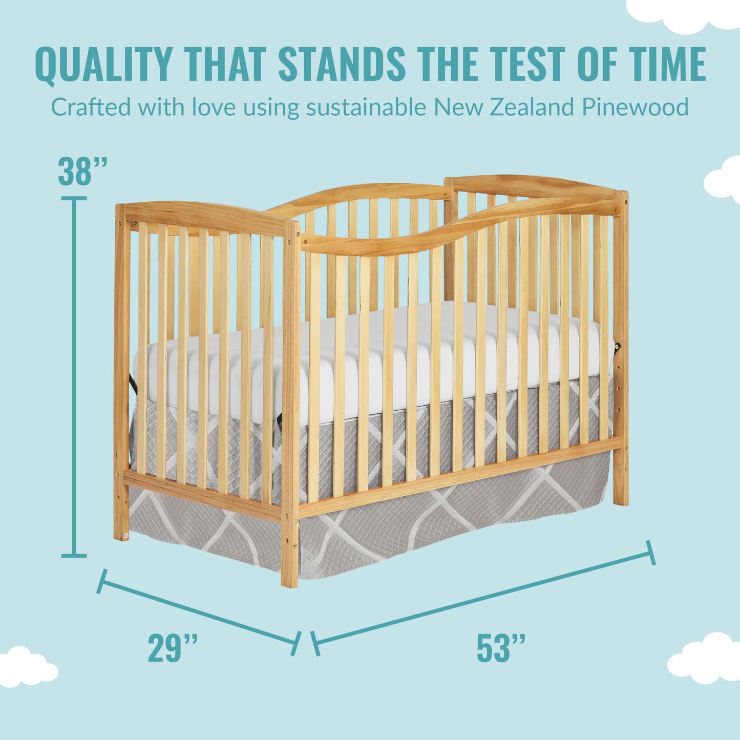 Dream On Me Chelsea 5-In-1 Convertible Crib In Natural, Jpma Certified