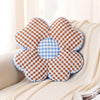 HOKIPO Checkered Daisy Flower Cushion for Sofa & Bed, 49 cm, Brown