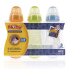 Nuby Non-Drip Standard Neck Bottles, 10 Ounce (Orange/Green/Aqua)