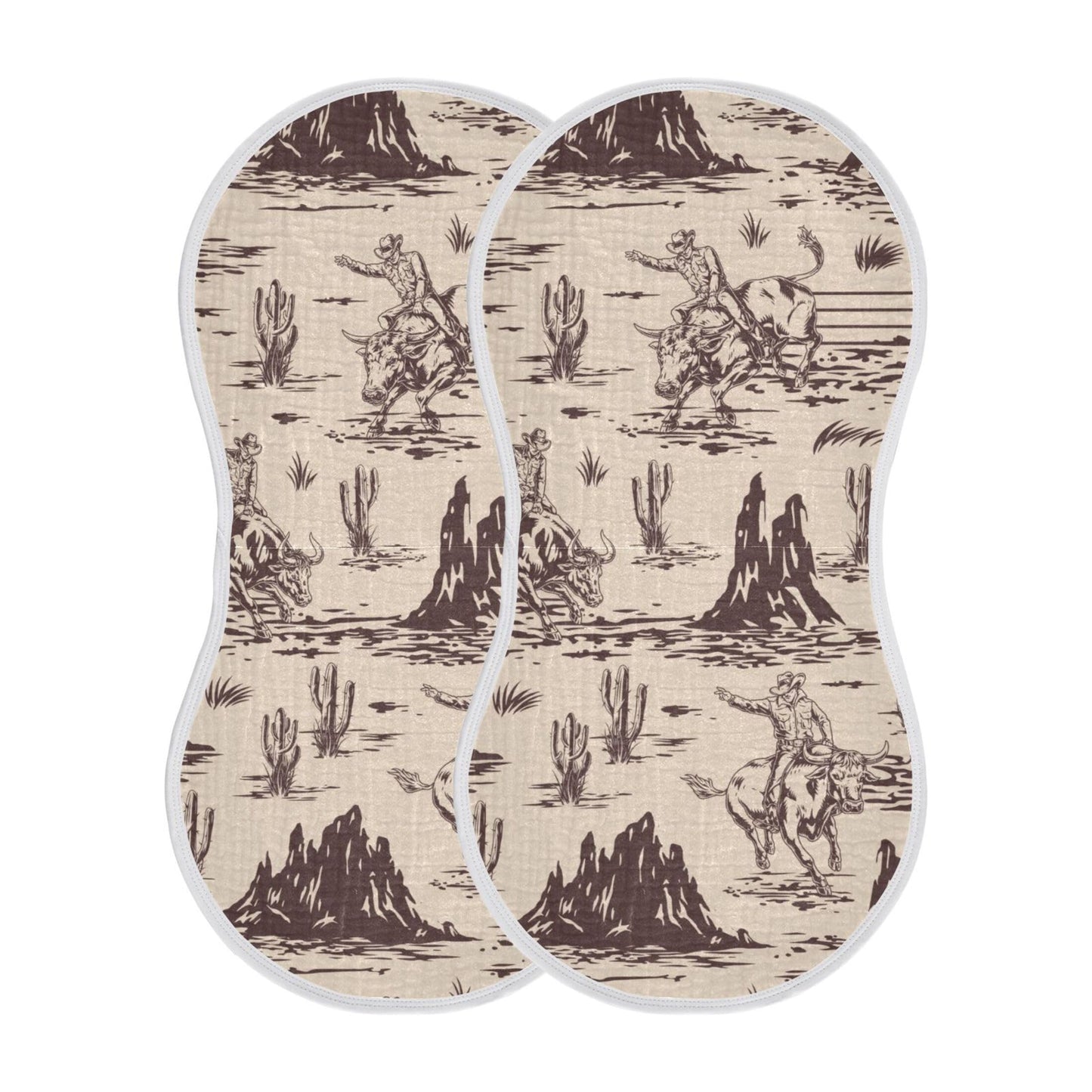 Mazeann Western American Cowboy Burp Cloths Baby Boys Girls Absorbent Soft Cotton Burping Cloths Rags 2 Pack