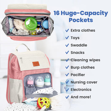 Pillani Baby Diaper Bag Backpack - Baby Girl Gifts - Baby Bag For Girls - Diaper Backpack - Large Diaper Bags For Baby W/Changin