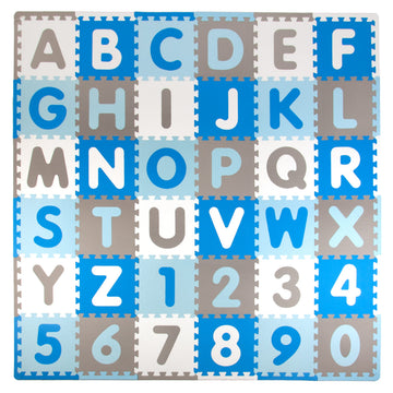 Tadpoles Foam Playmats for Kids, 36 Interlocking Tiles Teach the ABCs and Numbers 0-9, Total Floor Coverage 74 x 74 (36 Sq