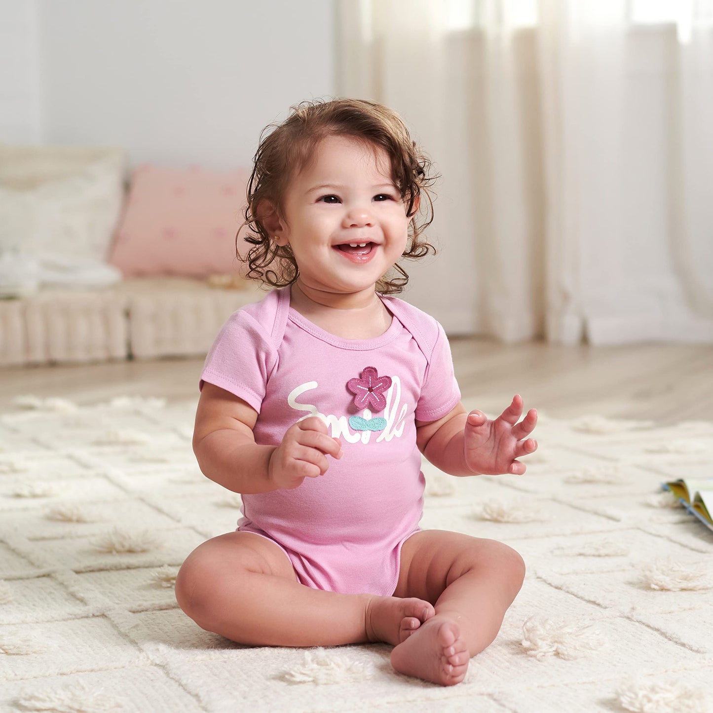 Gerber Baby Girls 5-Pack Short Sleeve Variety Onesies Bodysuits Lavender Garden Newborn
