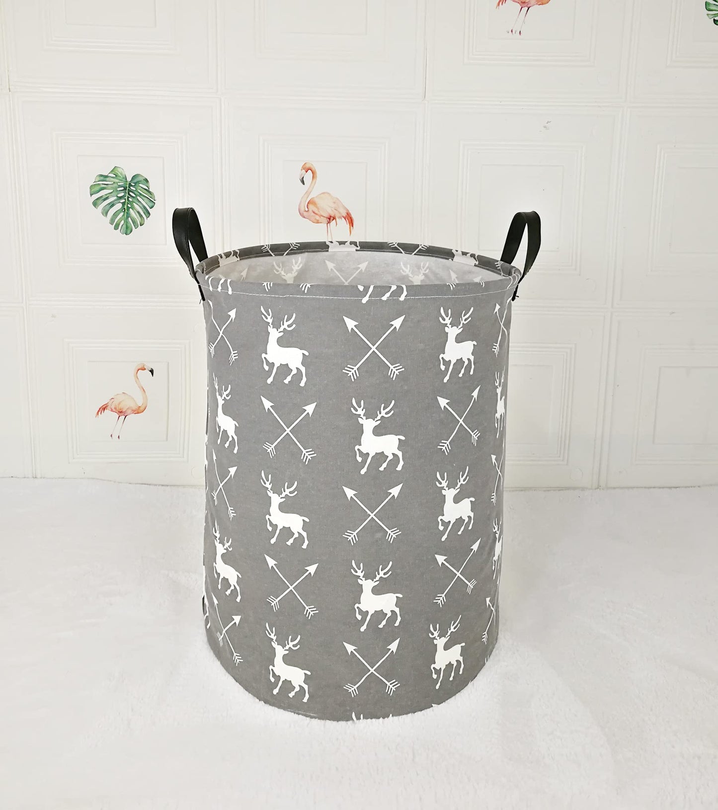 Acmuuni 19.7 Inch Round Kids Laundry Clothes Hamper Laundry Basket With Handles,Baby Toys Storage Organizer Bins Laundry Gift Ba