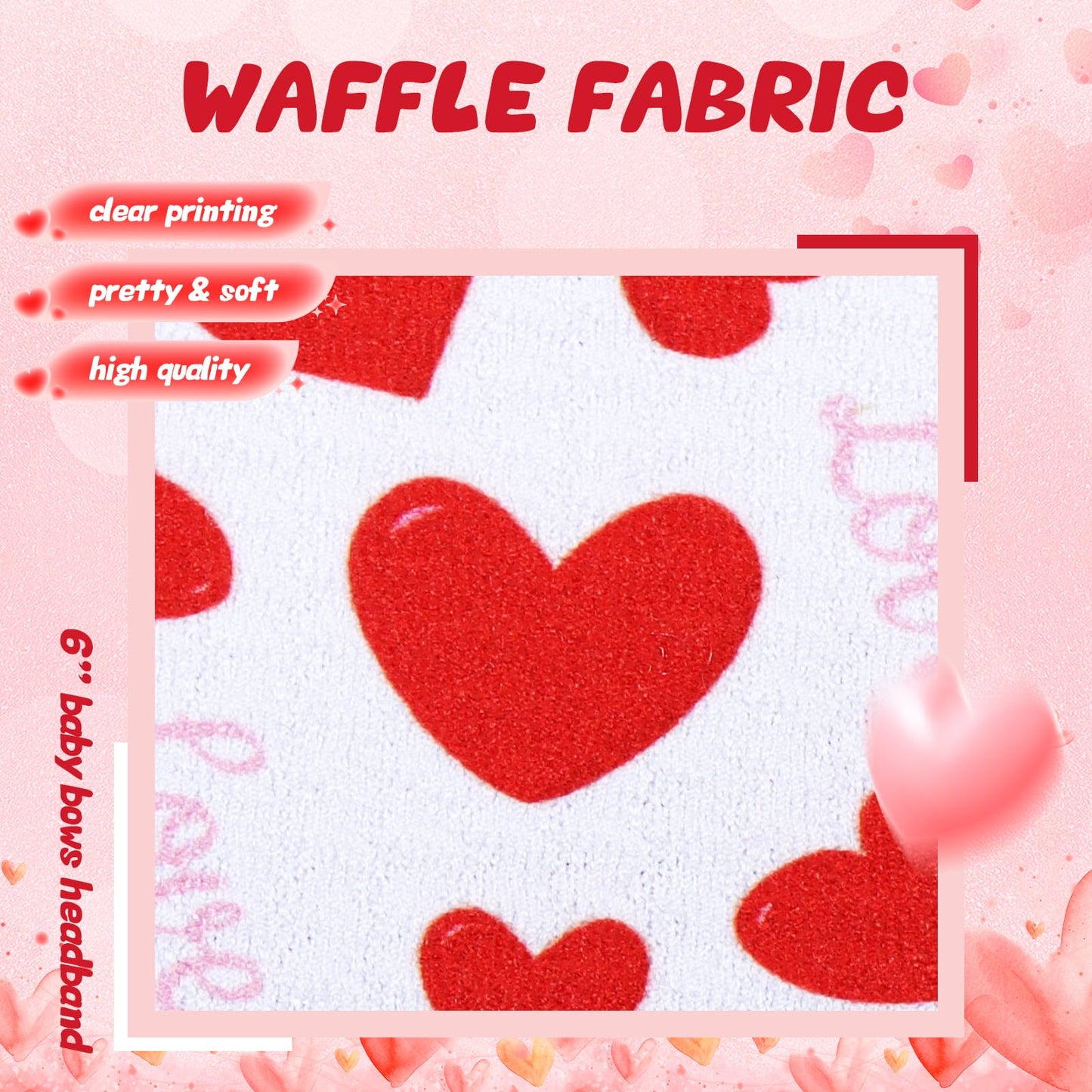 Valentines Baby Bow Headbands For Girls Waffle Tied Bow Hairbands Handmade Cute Red Love Heart Head Wraps Hair Accessories For I