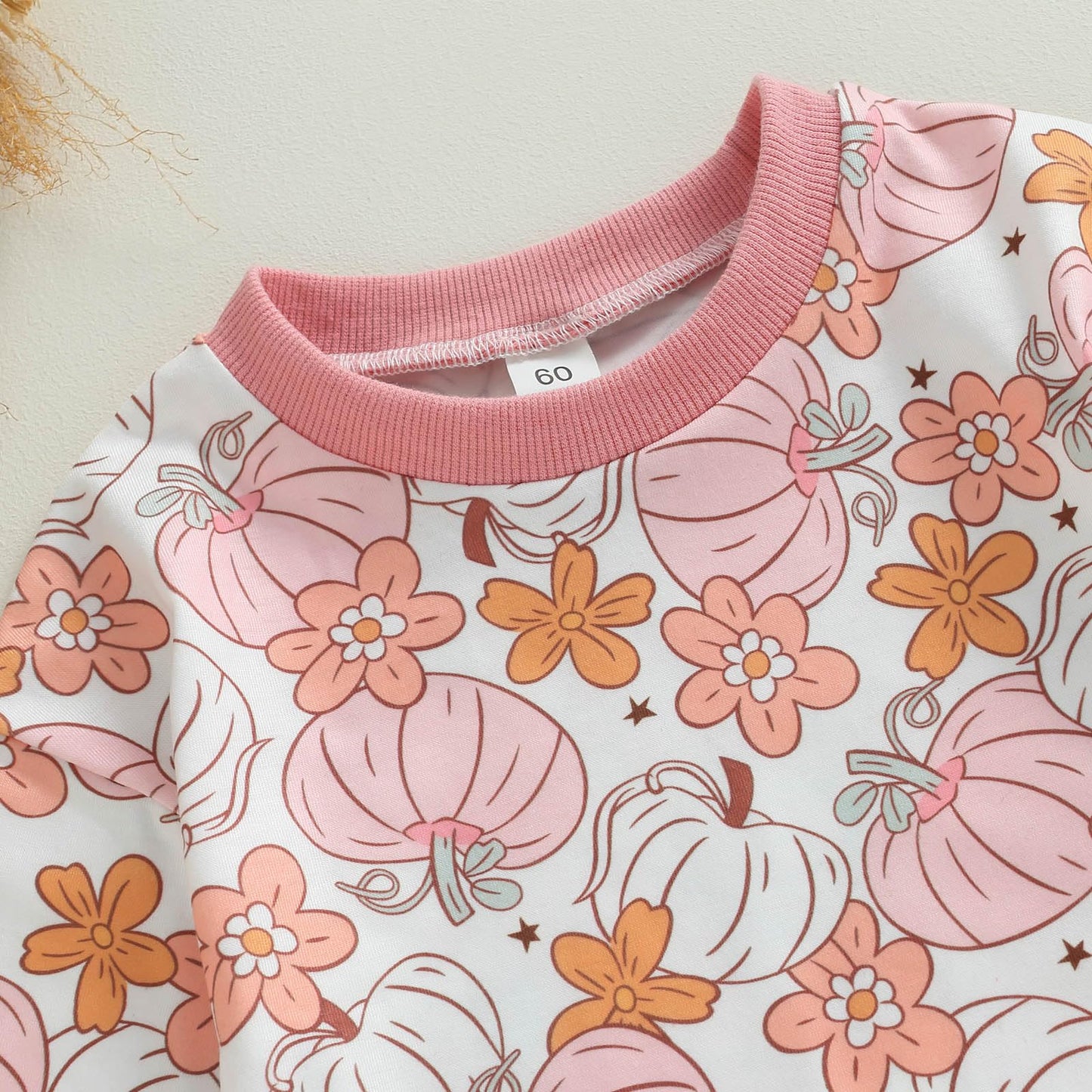 Halloween Newborn Baby Girl Outfit Pumpkin Sweatshirt Romper Long Sleeve Romper Jumpsuit Infant Fall Winter Clothes (Flower, 0-3