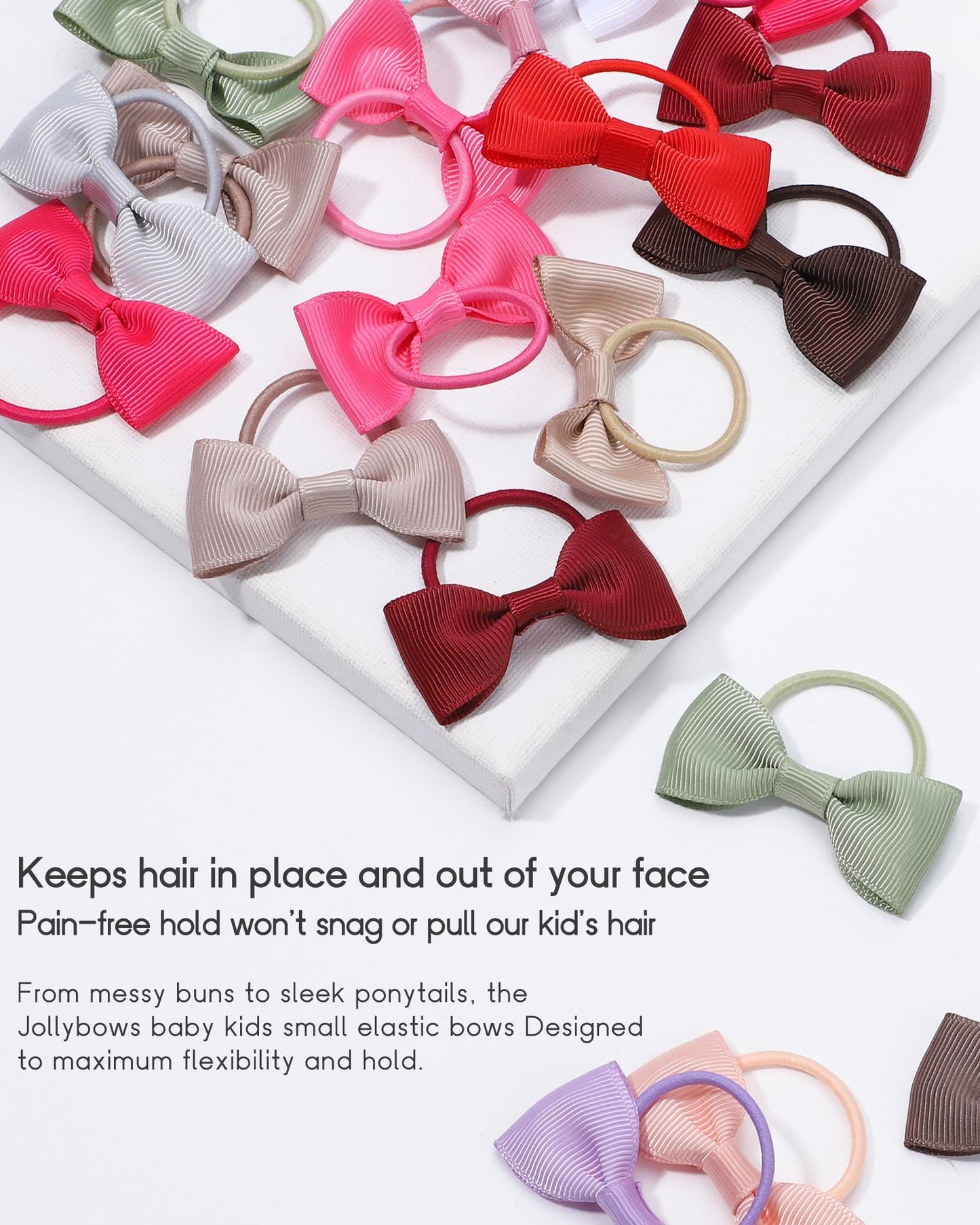 Jollybows 100Pcs 2 Inches Baby Girls Hair Bows Ties Mini Boutique Elastic Hair Rubber Ribbon Hair Band Accessories For Kids Todd