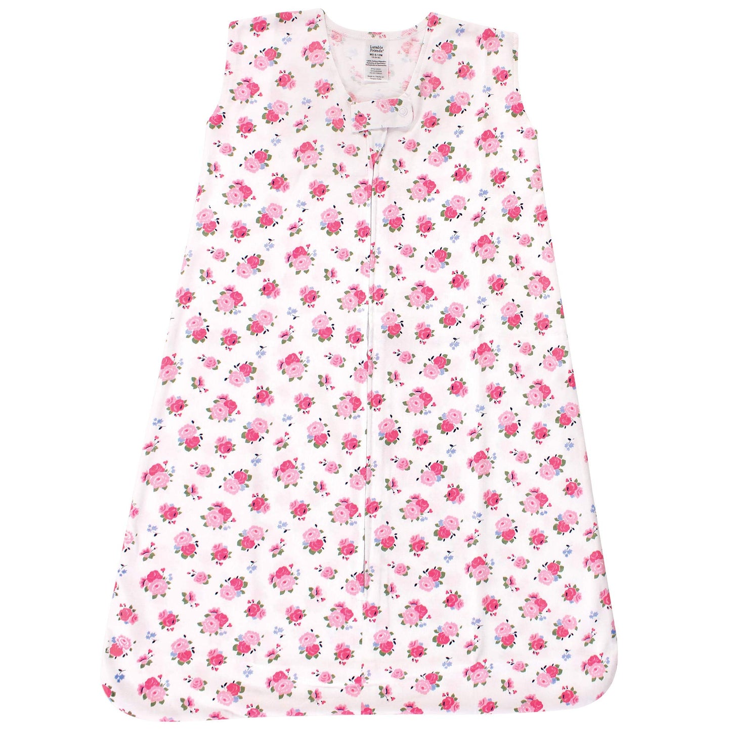 Luvable Friends Unisex Baby Sleeveless Jersey Cotton Sleeping Bag, Sack, Blanket, Jersey Floral Jersey, 0-6 Months