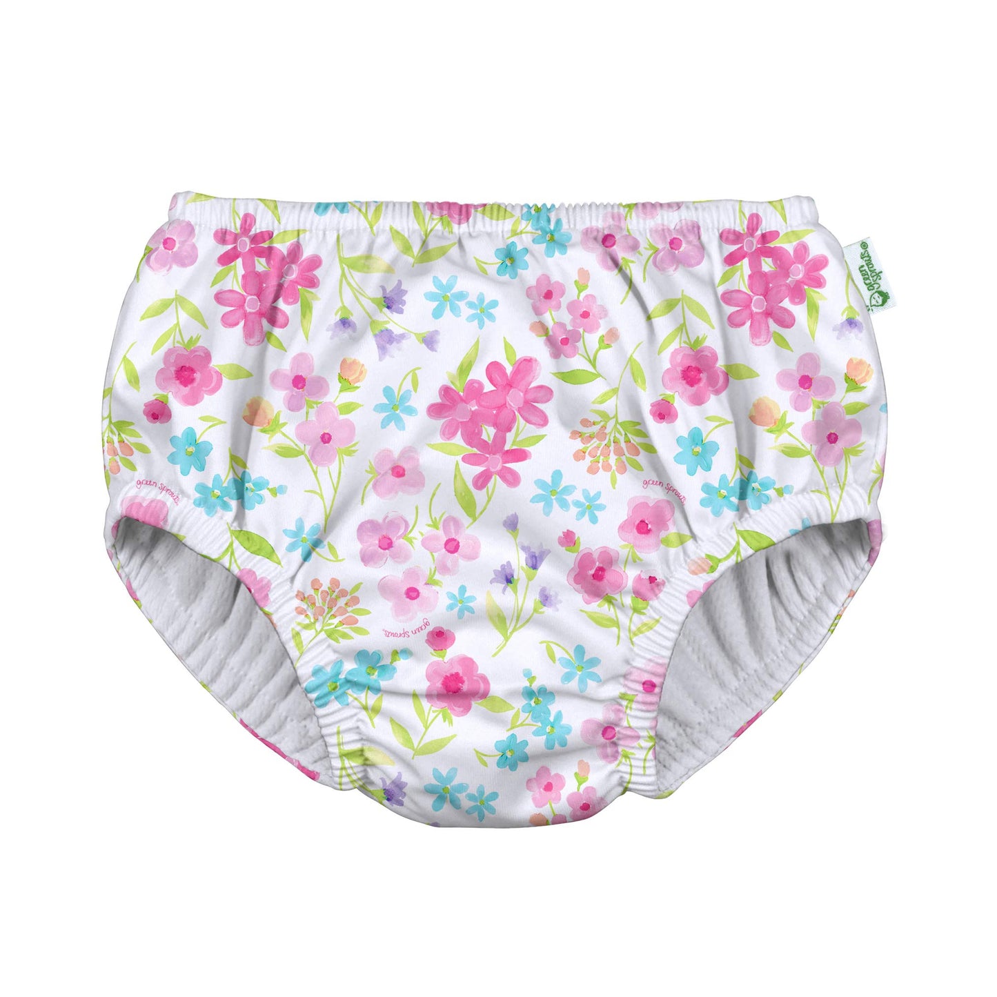 I Play. By Green Sprouts Baby Girls Pull-Up Reusable And Toddler Swim Diaper, White Flower Bouqet, 0-6 Month Us