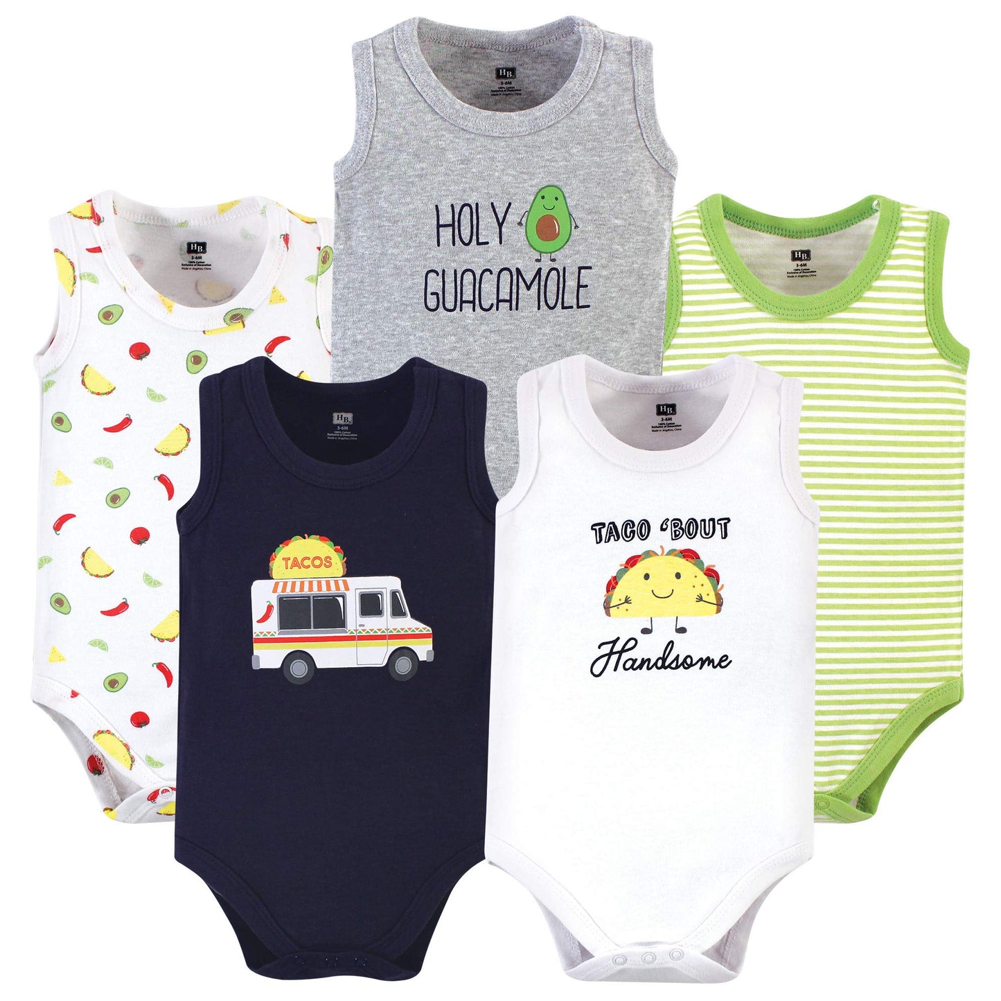 Hudson Baby Unisex Baby Cotton Sleeveless Bodysuits, Taco Truck, 18-24 Months