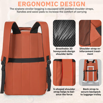 Akozlin Foldable Stroller Travel Bag Backpack - 14.2'X8.7'X20.5' Compatible With Gb Pockit+ & Air - Orange