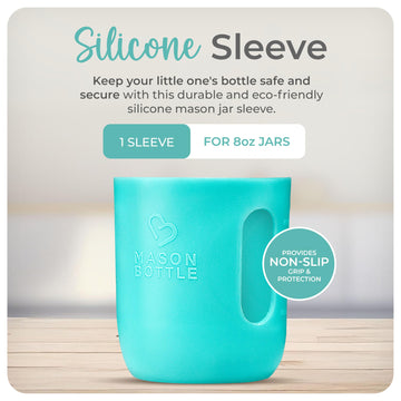 Mason Bottle 8Oz Silicone Sleeve (1-Pack) - Regular Mouth Sleeve - Non-Toxic, Dishwasher Safe For Extra Grip & Protection - Made