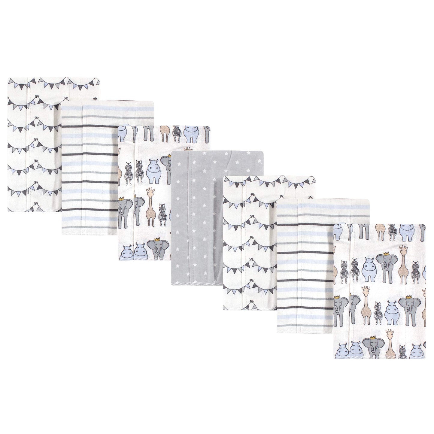 Hudson Baby Unisex Baby Cotton Flannel Burp Cloths, Royal Safari, One Size