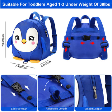 Accmor Toddler Harness Backpack Leash, Cute Penguin Kid Backpacks With Anti Lost Wrist Link, Mini Child Backpack Harness Leashes