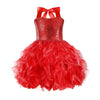 Red Tutu Dress For Girls Sparkly Sequin Christmas Princess Birthday Party Dress Costume For Little Girls Kids Halloween Prom Bal
