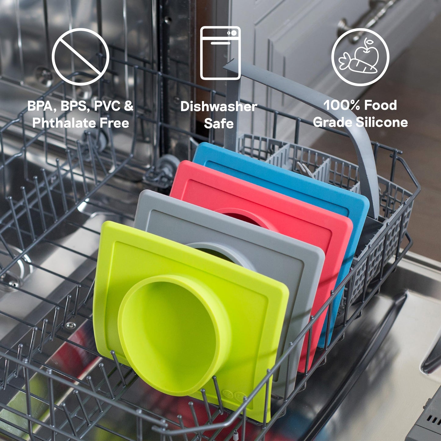 Ezpz Mini Bowl For 12 Months+ (Pewter) - 100% Silicone Suction Bowl With Built-In Placemat For Toddlers - Comes With A Reusable