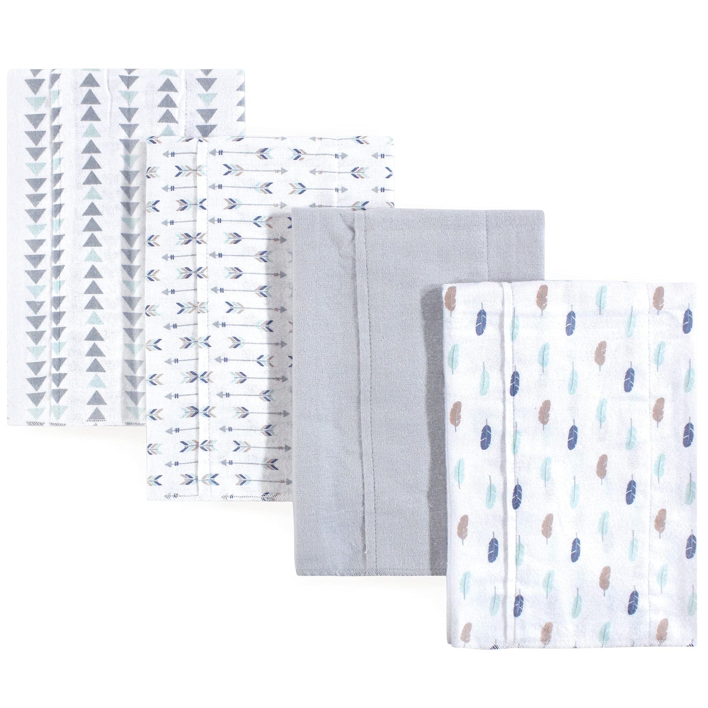 Luvable Friends Unisex Baby Cotton Flannel Burp Cloths, Boy Feathers, One Size