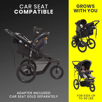 Jeep Hydro Sport Plus Jogger By Delta Children, Includes Car Seat Adapter, Black, Neoprene, Leather