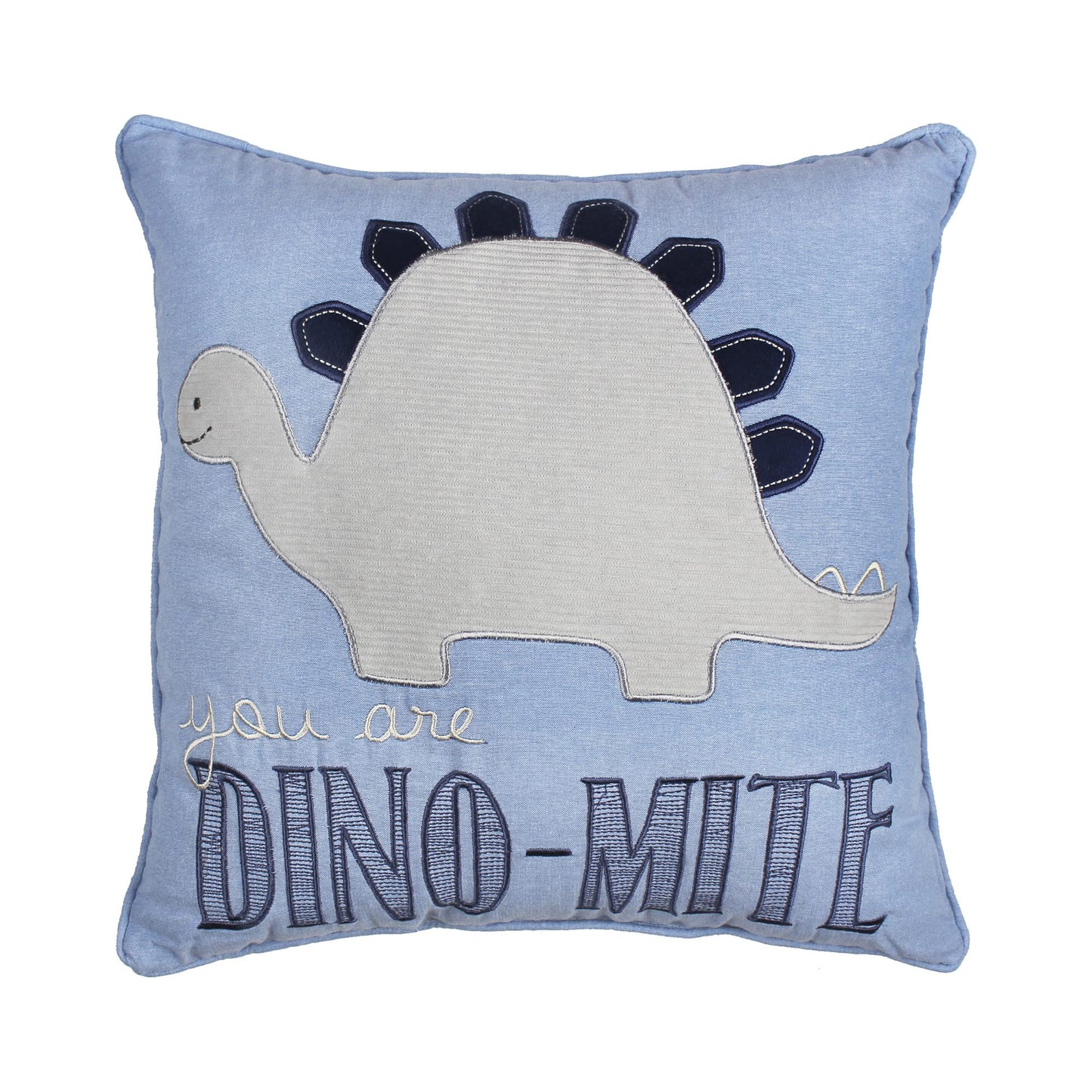 Levtex Baby - Kipton Decorative Pillow - Dinosaur - Blue, Grey And Navy - Nursery Accessories - Size: 16 X 16 In.