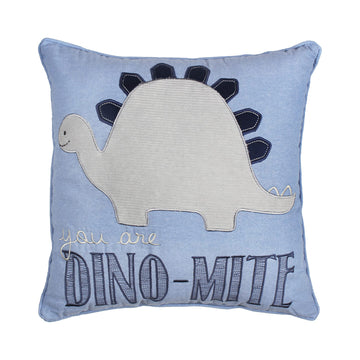 Levtex Baby - Kipton Decorative Pillow - Dinosaur - Blue, Grey And Navy - Nursery Accessories - Size: 16 X 16 In.
