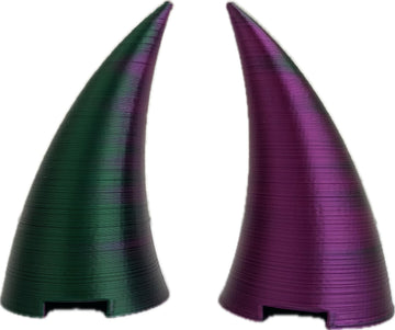 2X Demon Horns For Headset/Cosplay - Made In Usa - 20 Colors (Dual Green/Purple)