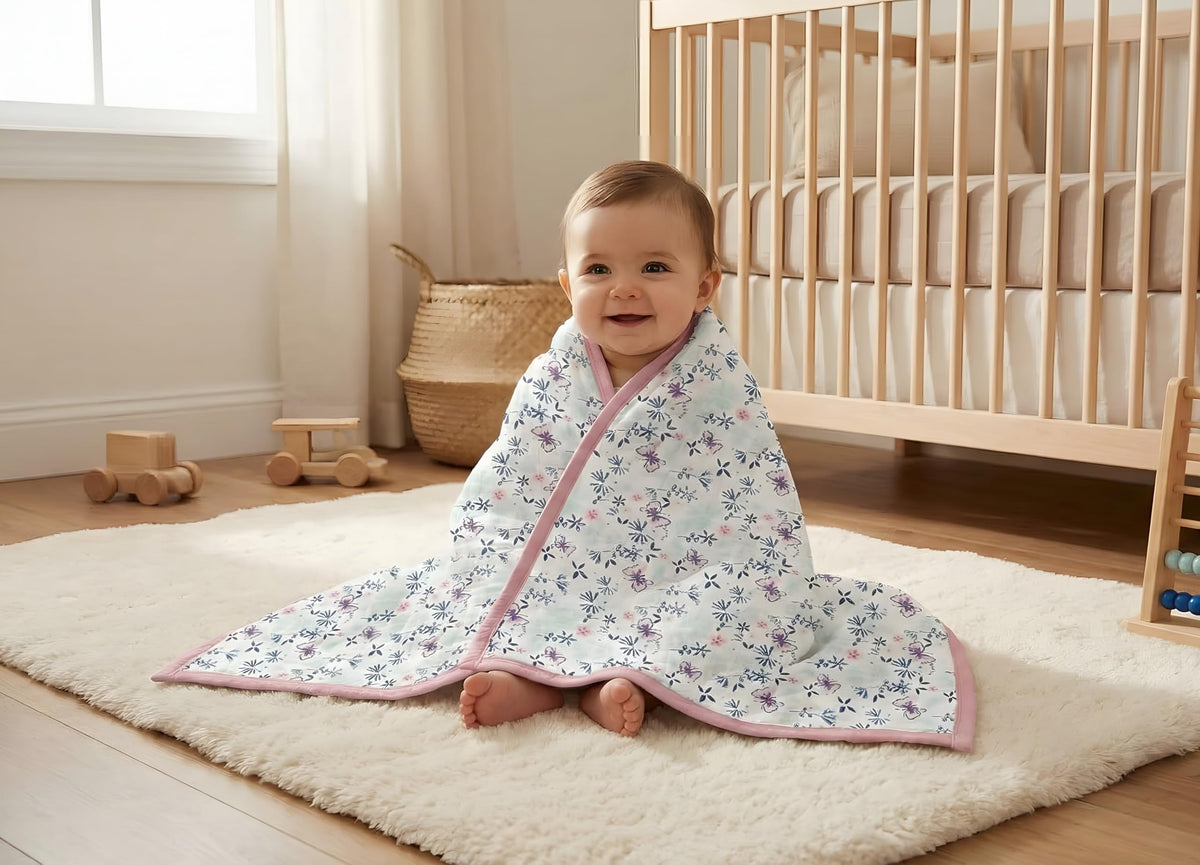 Celina Polka Baby Blanket for Newborns, Floral Print, Skin Friendly, Super Soft Wrapper, 100x100 cm, 06 Months, Pack of 1