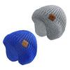 Poximi Baby Boy Winter Hat Toddler Warm Beanie Girl Knit Hats With Earflap Kid Cute Earmuffs (Blue+Grey, 3-8Years)