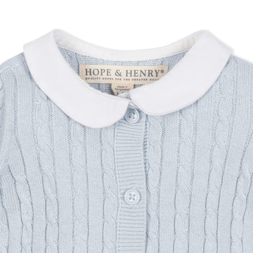 Hope & Henry Layette Soft White Cable Knit Sweater Romper
