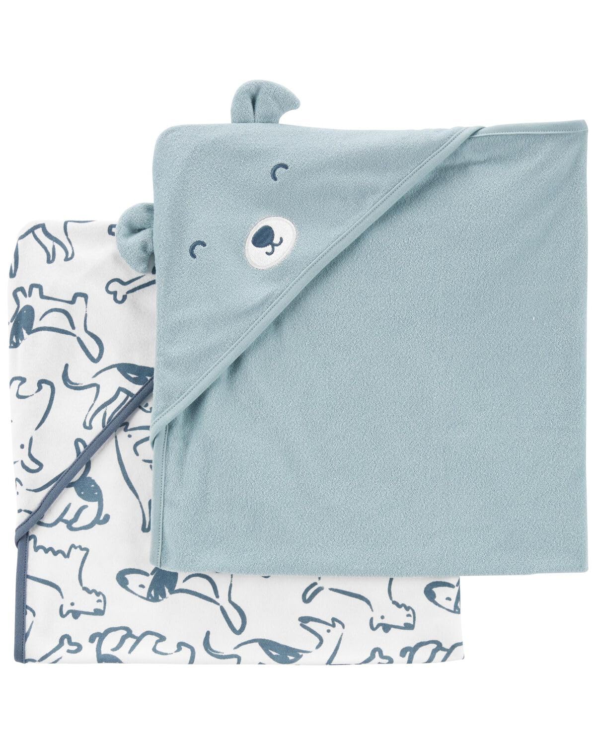 Carters Baby Hooded Towel (2-pk Blue/White)