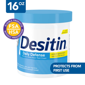 Desitin Daily Defense Baby Diaper Rash Cream With 13% Zinc Oxide, Barrier Cream To Treat, Relieve & Prevent Diaper Rash, Hypoall