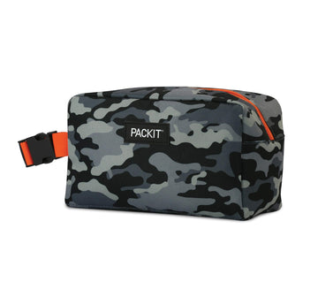 Packit Freezable Snack Box, Charcoal Camo, Built With Ecofreeze Technology, Collapsible, Reusable, Zip Closure With Buckle Handl