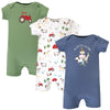 Hudson Baby Unisex Baby Cotton Rompers, Boy Farm Animals, 0-3 Months