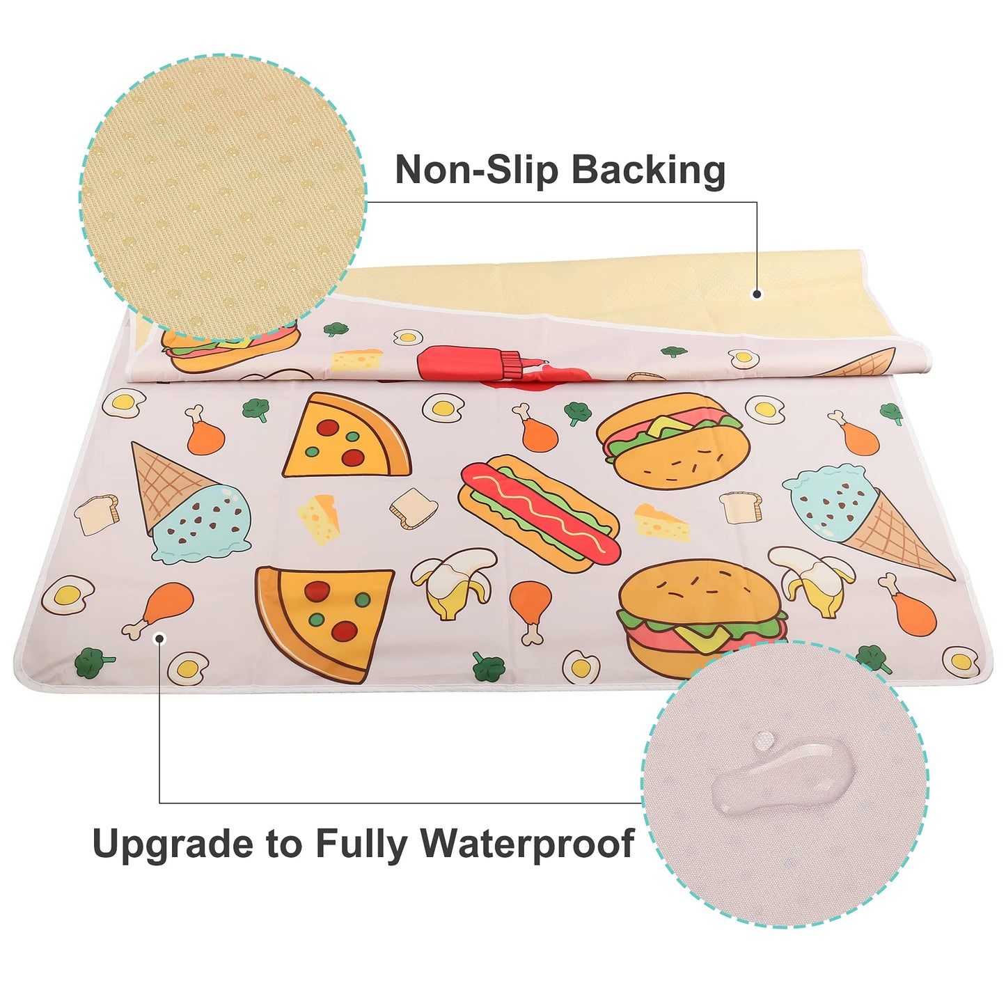 Welspo Splat Mat For Under High Chair, Washable Large Baby Splash Mat, Anti-Slip Silicone Spot Waterproof Floor Mat, Food Catche