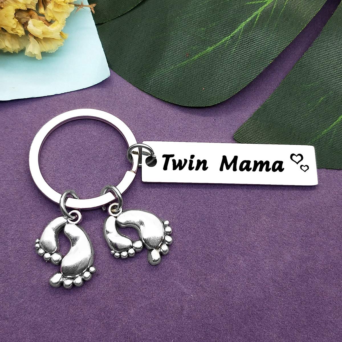 Twin Mom Gift Keychain New Mom Gift Jewelry Mommy To Be Gift Mother Of Twins Jewelry Twin Mama Keyring Key Chain Pregnant Gift T