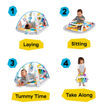 Baby Einstein 4-In-1 Kickin' Tunes Music And Language Play Gym And Piano Tummy Time Activity Mat