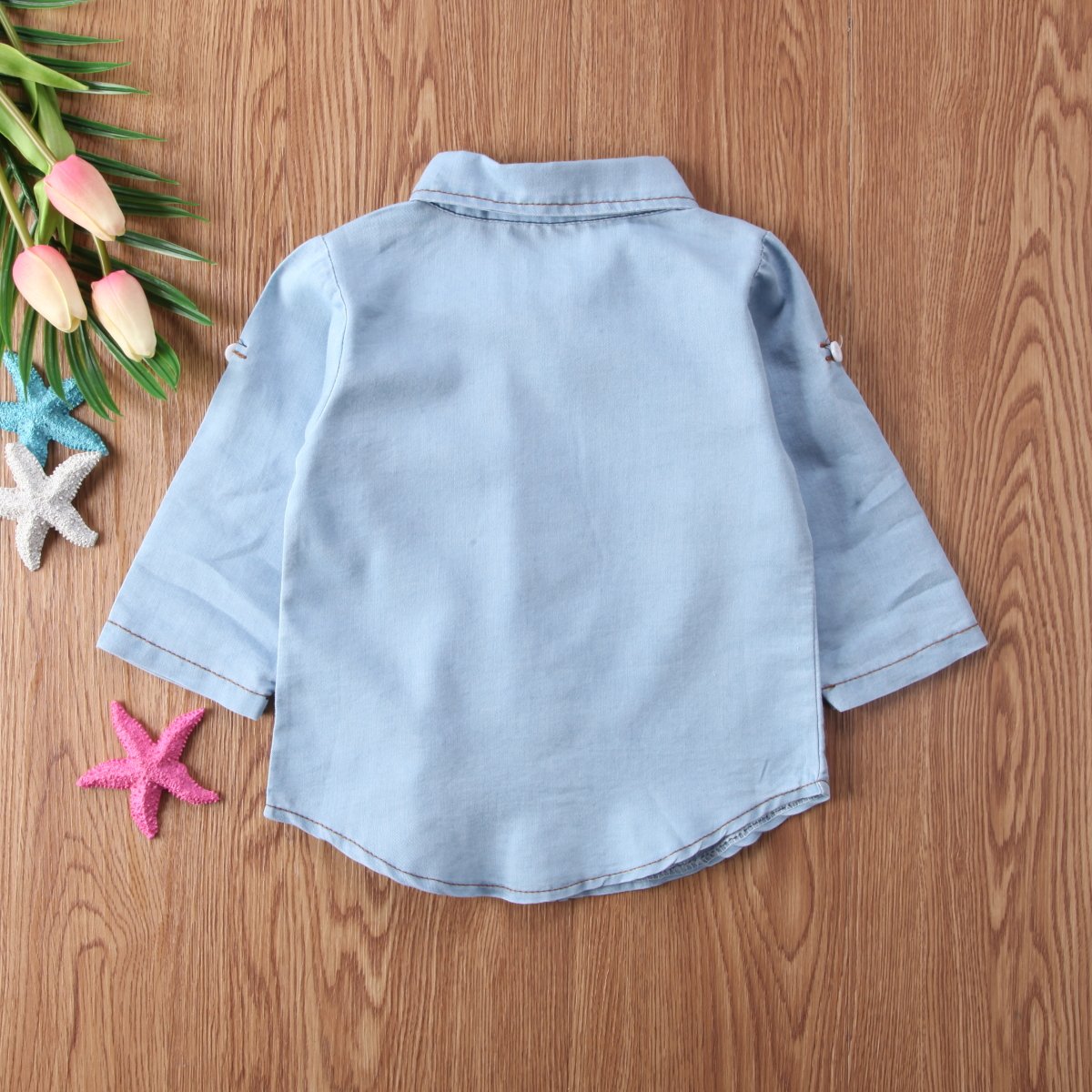Honganda Fashion Kids Toddler Baby Boy Girl Adjustable Sleeve Denim Shirt Tops Blouse (Denim, 6-12 Months)