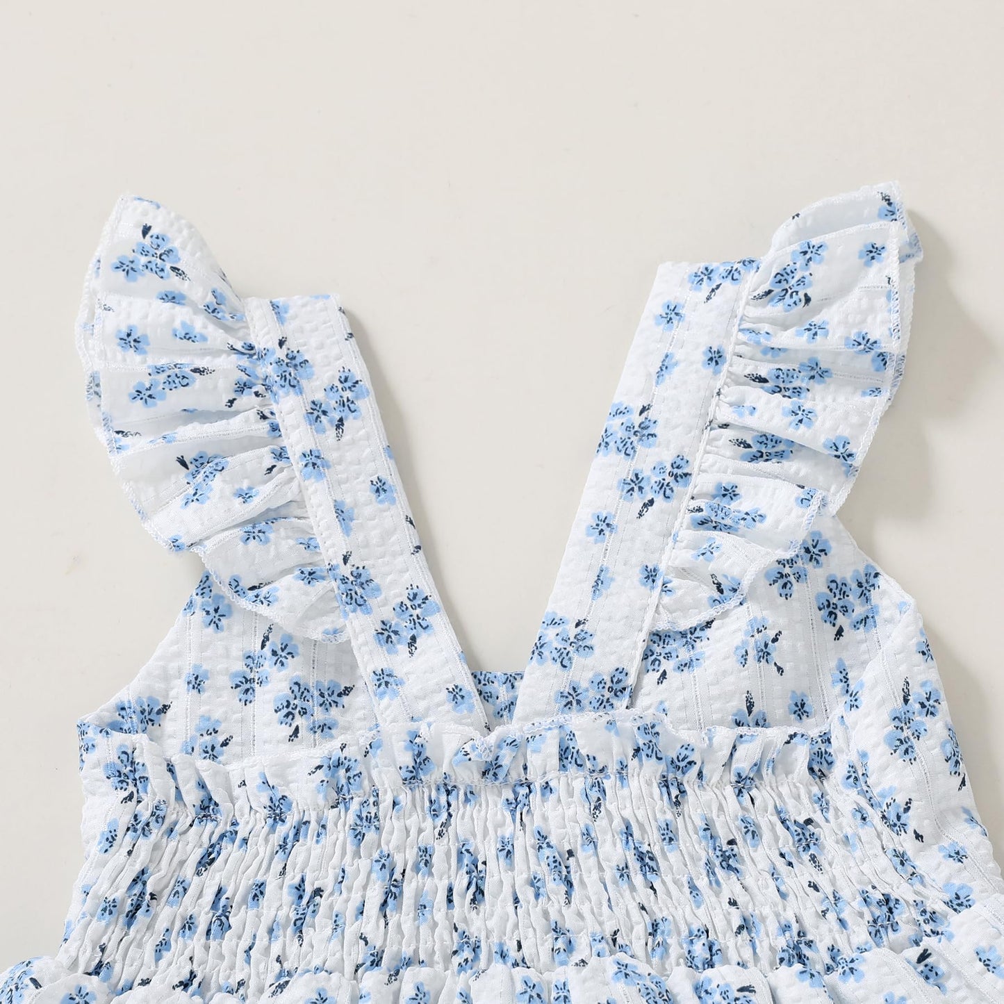 Younger Tree Toddler Baby Girl Dress Summer Outfits Flutter Sleeve Smocked Dress Kids Causal Boho Dresses Clothes (6-7T, Elegant