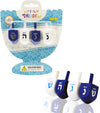 The Dreidel Company Wood Dreidel Bulk Solid Blue & White Wooden Hanukkah Dreidels Hand Painted With English Transliteration- Inc